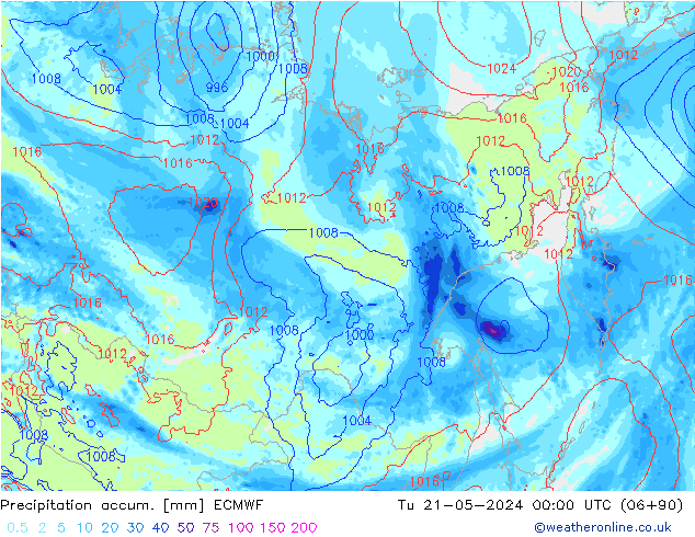 Precipitation accum. ECMWF Ter 21.05.2024 00 UTC