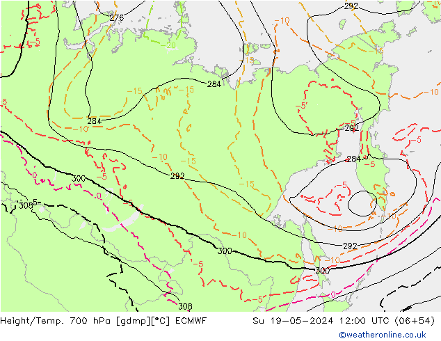 Height/Temp. 700 hPa ECMWF Su 19.05.2024 12 UTC