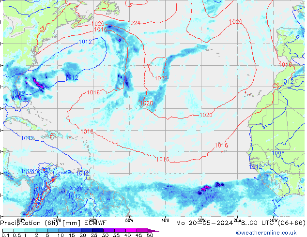 Z500/Rain (+SLP)/Z850 ECMWF Mo 20.05.2024 00 UTC