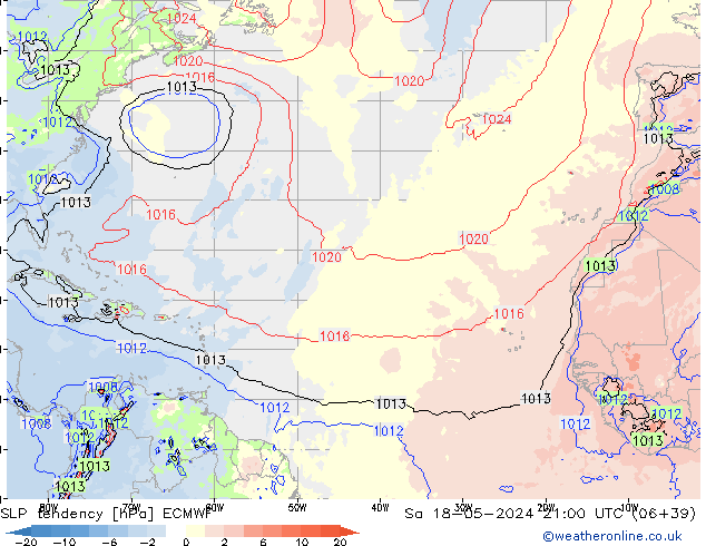 tendencja ECMWF so. 18.05.2024 21 UTC
