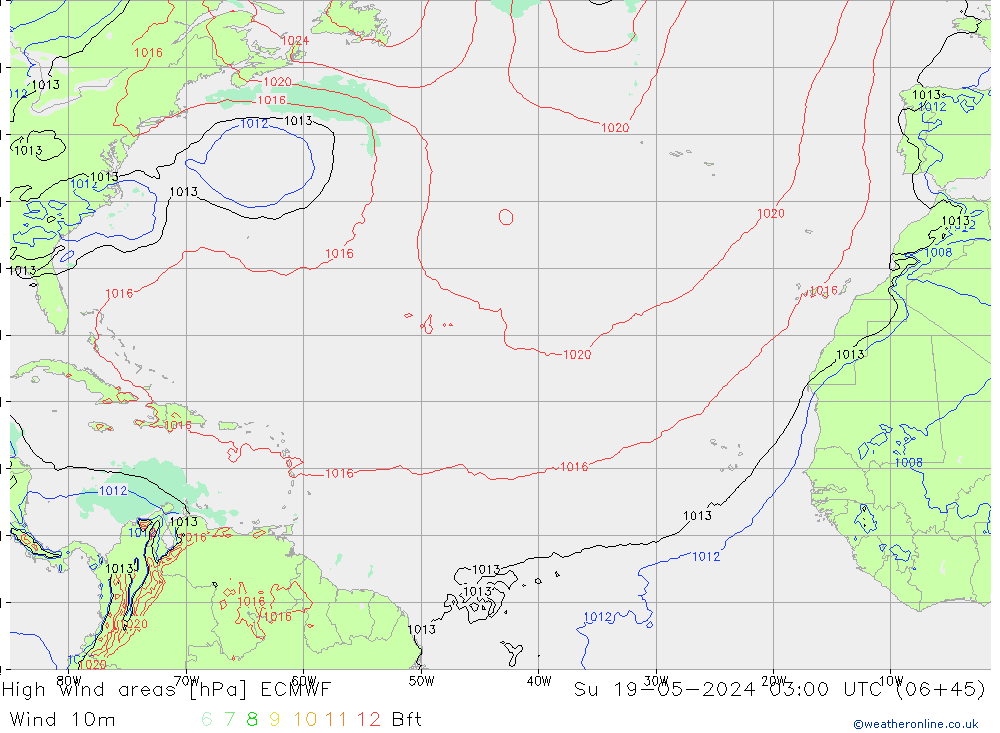 High wind areas ECMWF Вс 19.05.2024 03 UTC