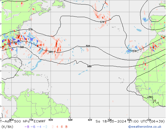 T-Adv. 500 hPa ECMWF so. 18.05.2024 21 UTC
