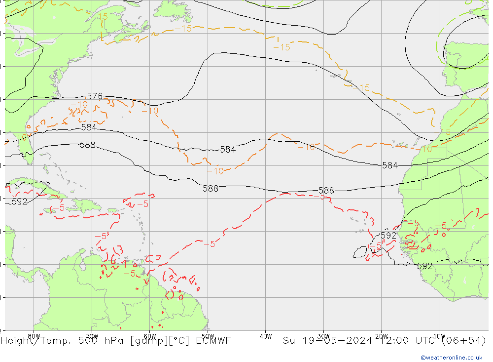 Z500/Regen(+SLP)/Z850 ECMWF zo 19.05.2024 12 UTC