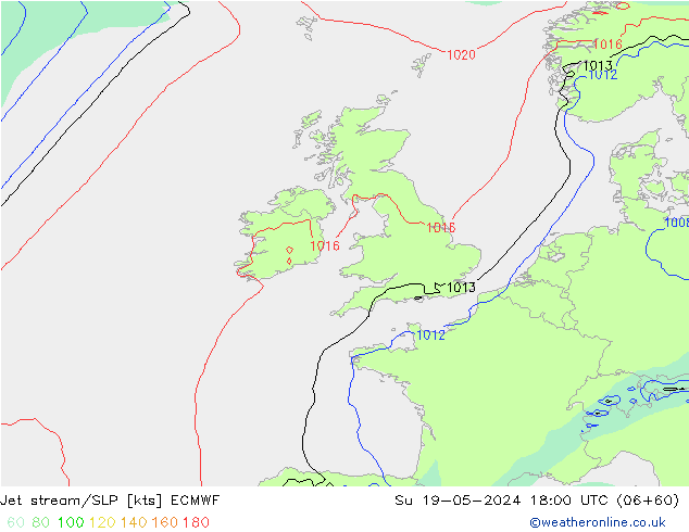 Straalstroom/SLP ECMWF zo 19.05.2024 18 UTC