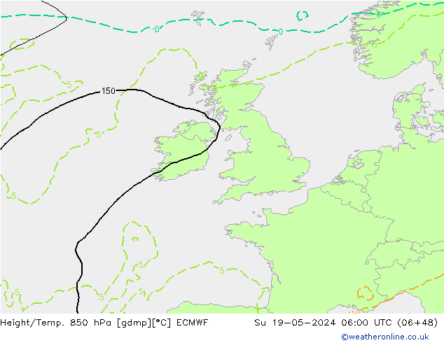 Z500/Rain (+SLP)/Z850 ECMWF So 19.05.2024 06 UTC