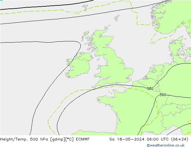 Z500/Rain (+SLP)/Z850 ECMWF sab 18.05.2024 06 UTC