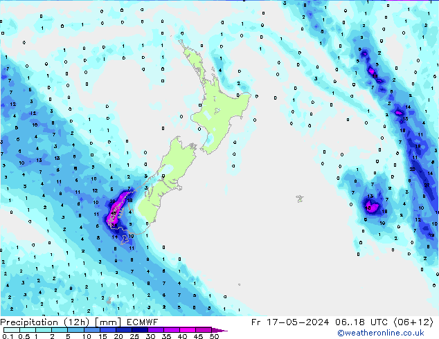 Precipitazione (12h) ECMWF ven 17.05.2024 18 UTC