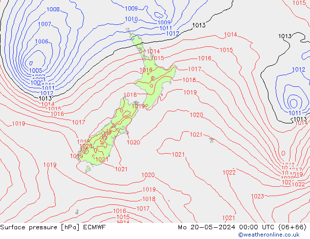 Presión superficial ECMWF lun 20.05.2024 00 UTC