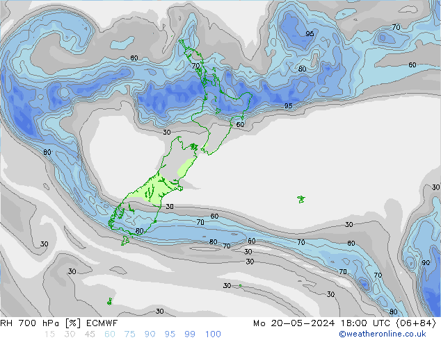 Humidité rel. 700 hPa ECMWF lun 20.05.2024 18 UTC