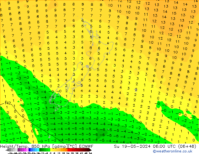 Z500/Rain (+SLP)/Z850 ECMWF dom 19.05.2024 06 UTC