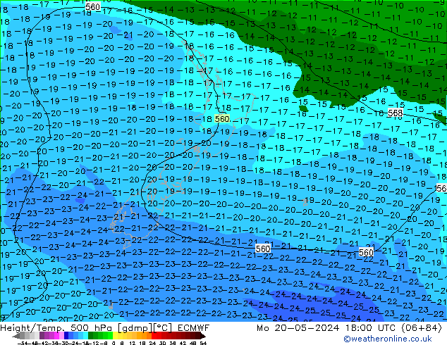 Z500/Rain (+SLP)/Z850 ECMWF пн 20.05.2024 18 UTC