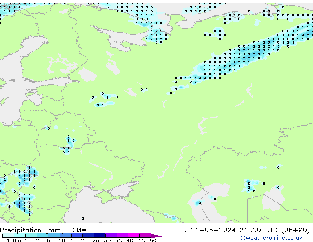 Precipitazione ECMWF mar 21.05.2024 00 UTC