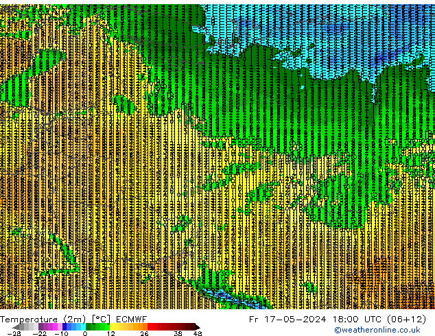 Temperature (2m) ECMWF Fr 17.05.2024 18 UTC