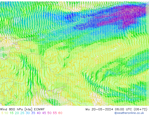 Wind 850 hPa ECMWF Mo 20.05.2024 06 UTC