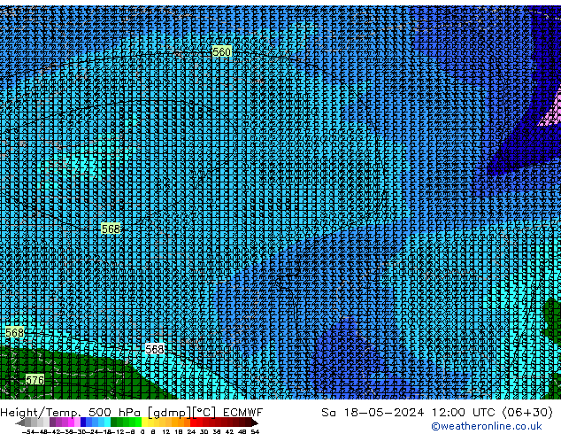 Z500/Rain (+SLP)/Z850 ECMWF sam 18.05.2024 12 UTC