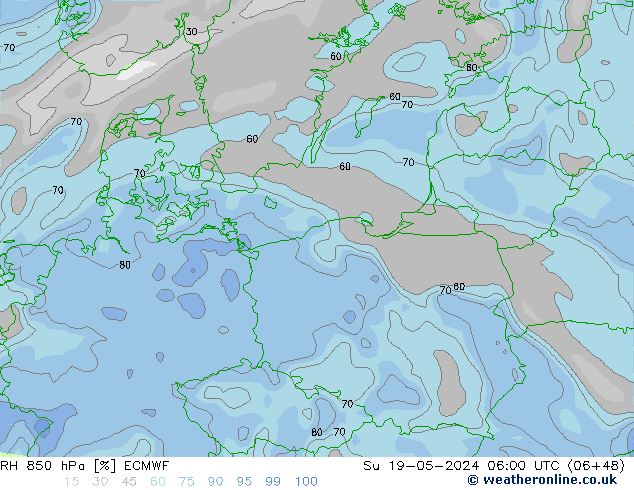 RV 850 hPa ECMWF zo 19.05.2024 06 UTC