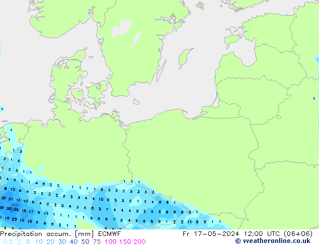 Toplam Yağış ECMWF Cu 17.05.2024 12 UTC