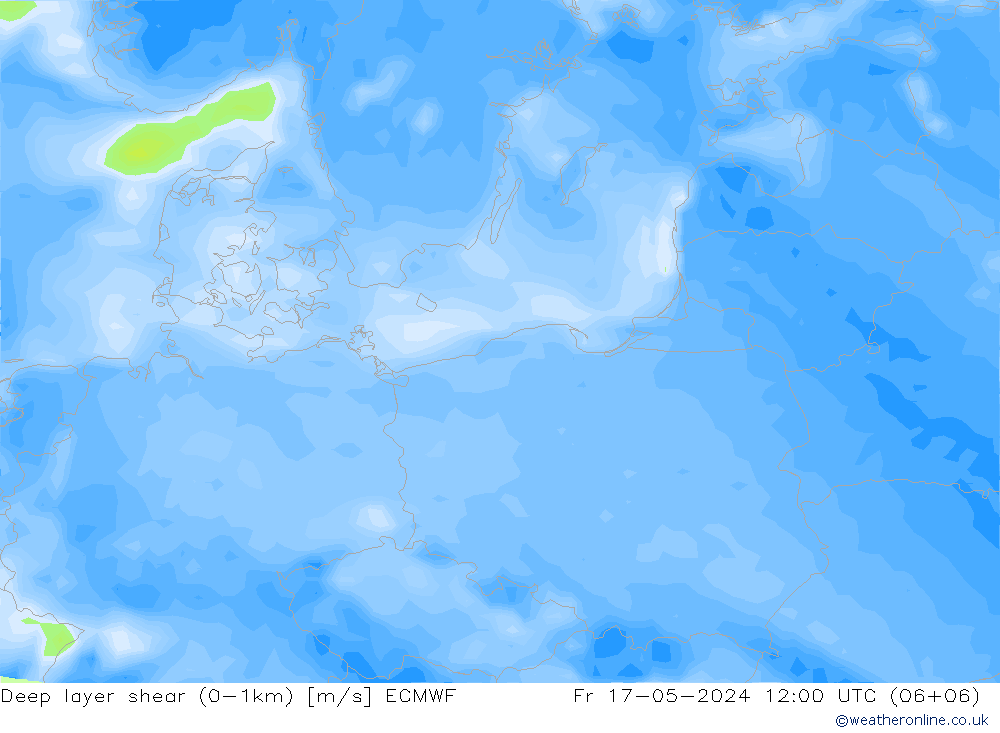 Deep layer shear (0-1km) ECMWF pt. 17.05.2024 12 UTC