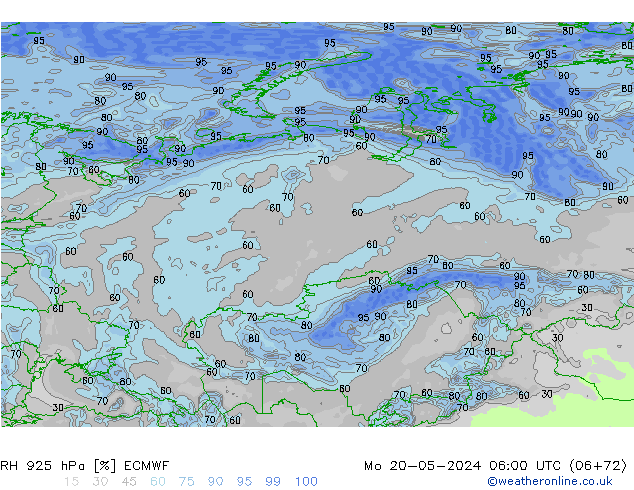 RH 925 hPa ECMWF Mo 20.05.2024 06 UTC