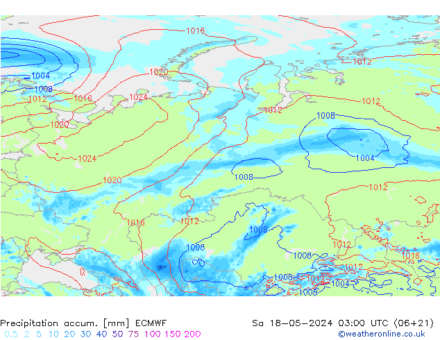 Precipitation accum. ECMWF Sa 18.05.2024 03 UTC