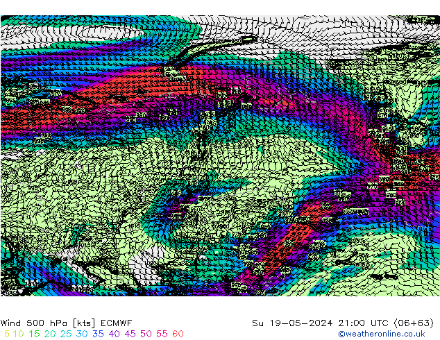 Wind 500 hPa ECMWF Ne 19.05.2024 21 UTC