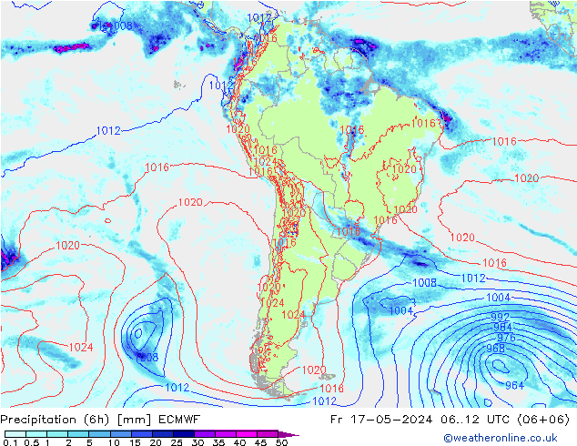 Prec 6h/Wind 10m/950 ECMWF  17.05.2024 12 UTC