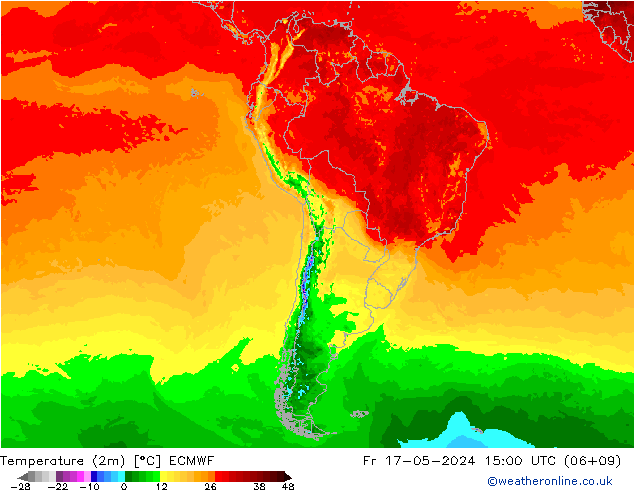 Sıcaklık Haritası (2m) ECMWF Cu 17.05.2024 15 UTC