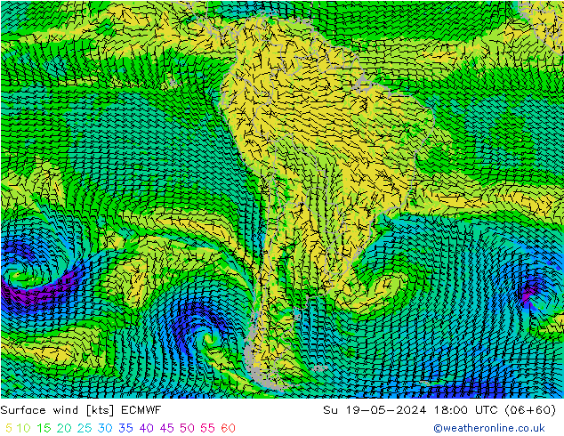 Prec 6h/Wind 10m/950 ECMWF Ne 19.05.2024 18 UTC