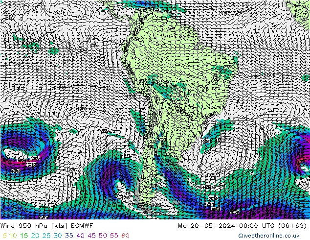 Wind 950 hPa ECMWF Mo 20.05.2024 00 UTC