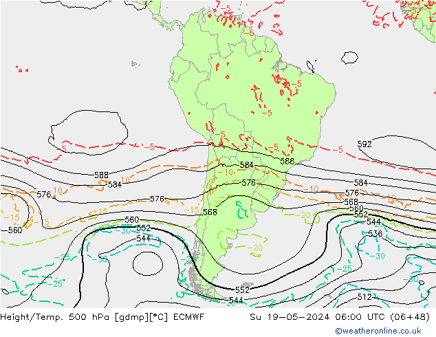 Z500/Rain (+SLP)/Z850 ECMWF So 19.05.2024 06 UTC