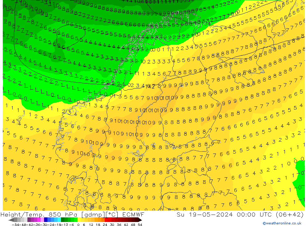 Z500/Rain (+SLP)/Z850 ECMWF Su 19.05.2024 00 UTC