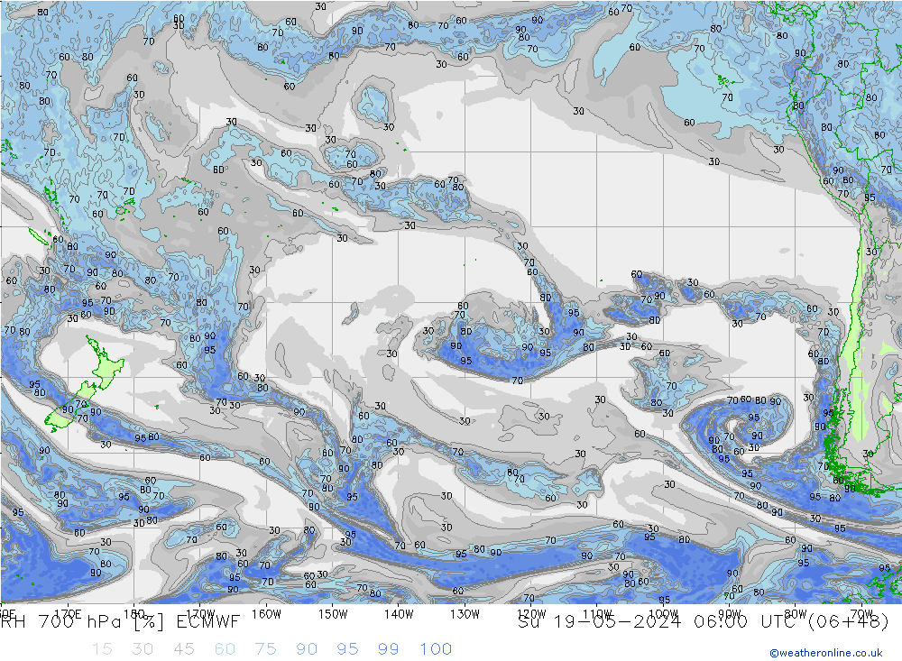 Humidité rel. 700 hPa ECMWF dim 19.05.2024 06 UTC