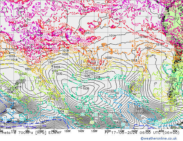 Theta-e 700hPa ECMWF Pá 17.05.2024 06 UTC