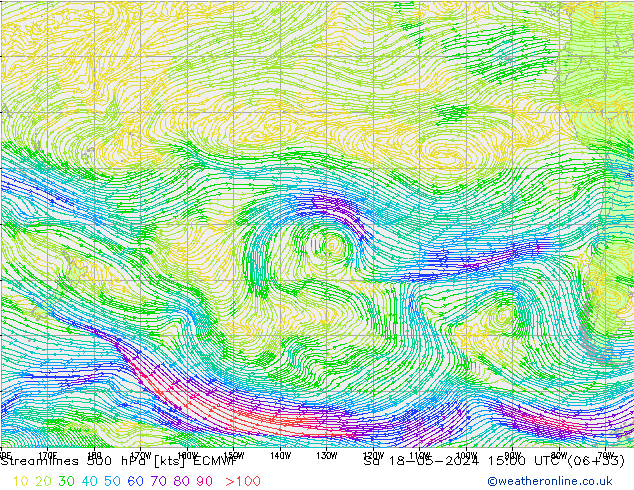 Rüzgar 500 hPa ECMWF Cts 18.05.2024 15 UTC