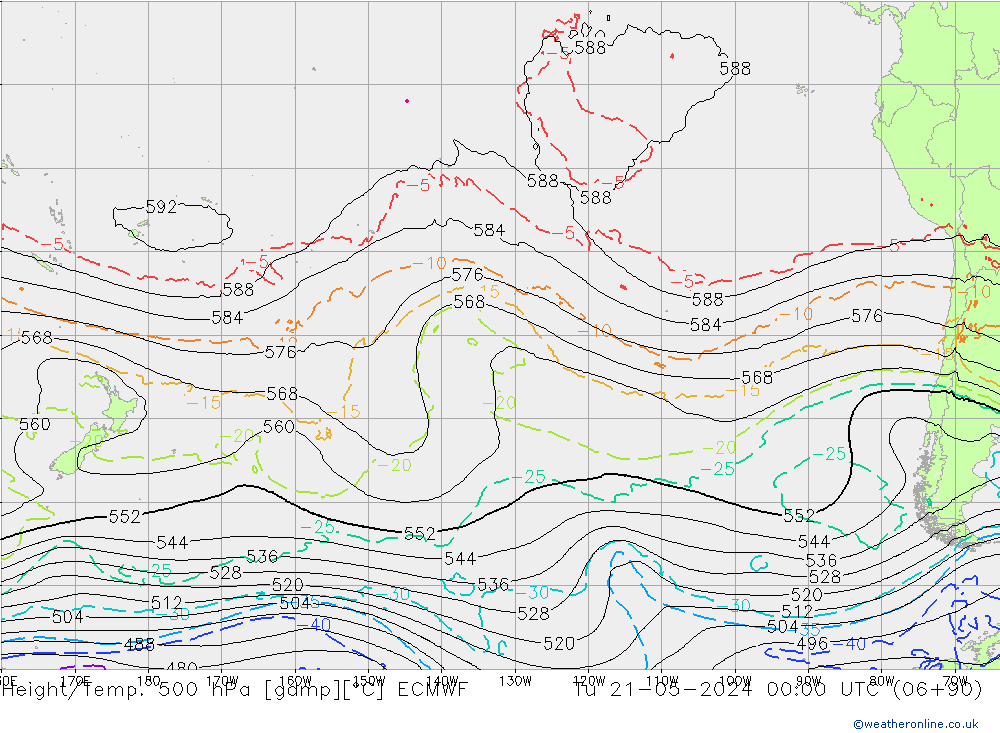 Yükseklik/Sıc. 500 hPa ECMWF Sa 21.05.2024 00 UTC