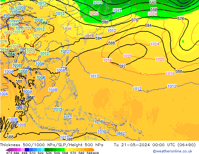 Thck 500-1000hPa ECMWF Út 21.05.2024 00 UTC