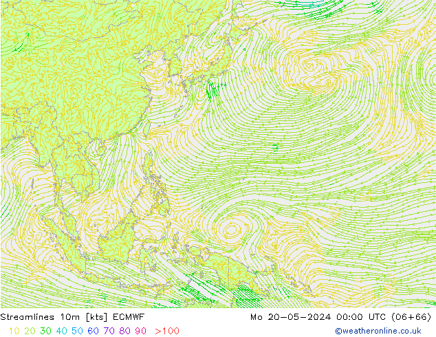 Línea de corriente 10m ECMWF lun 20.05.2024 00 UTC