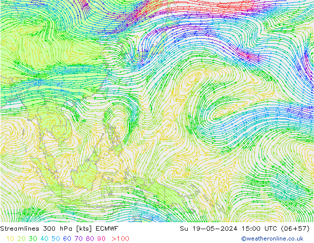ветер 300 гПа ECMWF Вс 19.05.2024 15 UTC