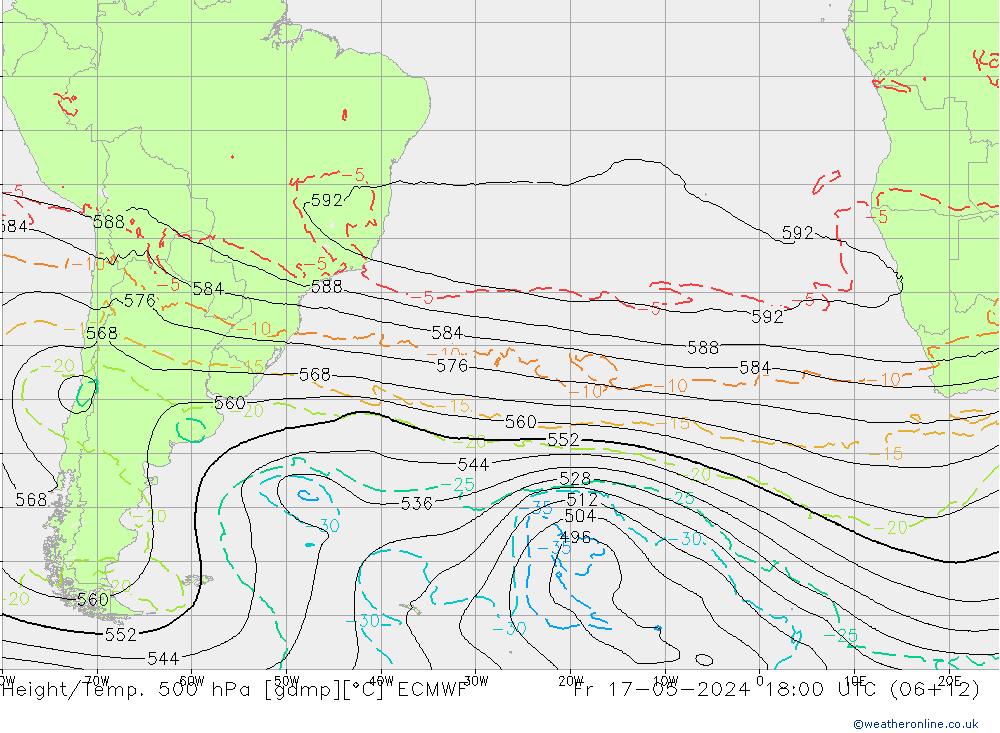 Height/Temp. 500 hPa ECMWF ven 17.05.2024 18 UTC