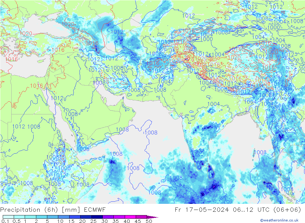 降水量 (6h) ECMWF 星期五 17.05.2024 12 UTC