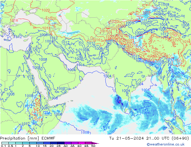Srážky ECMWF Út 21.05.2024 00 UTC