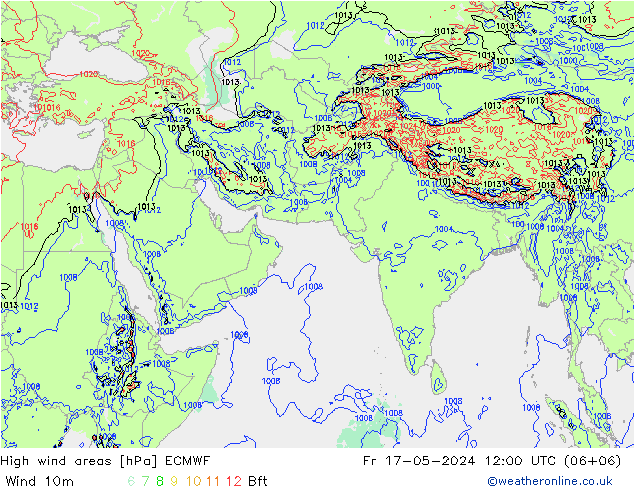 High wind areas ECMWF  17.05.2024 12 UTC