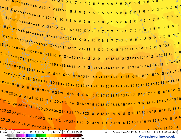 Z500/Rain (+SLP)/Z850 ECMWF Su 19.05.2024 06 UTC