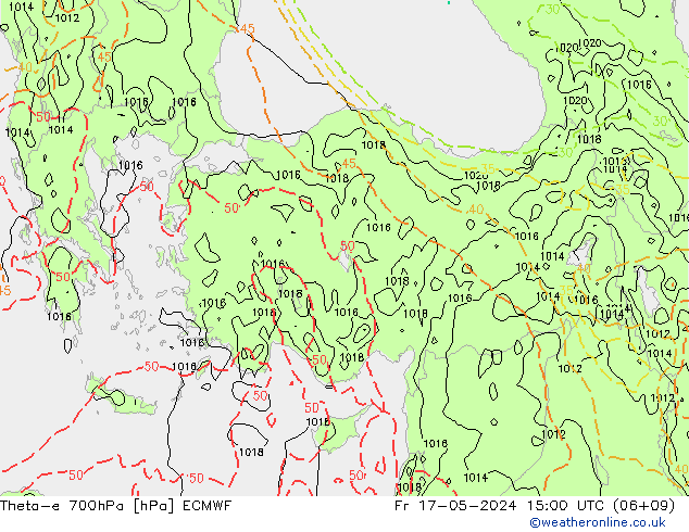 Theta-e 700hPa ECMWF ven 17.05.2024 15 UTC