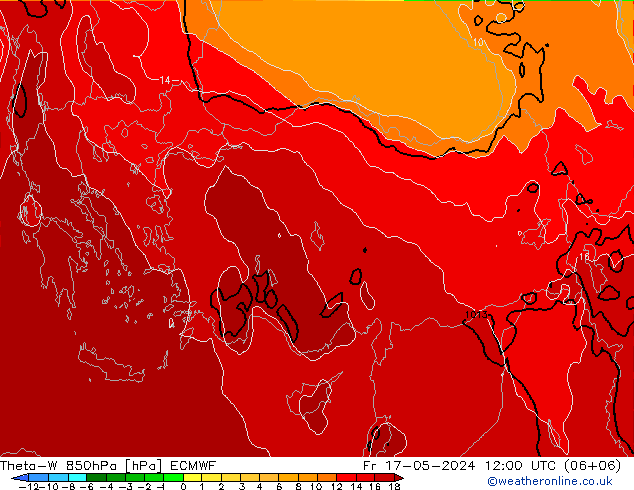 Theta-W 850hPa ECMWF vr 17.05.2024 12 UTC