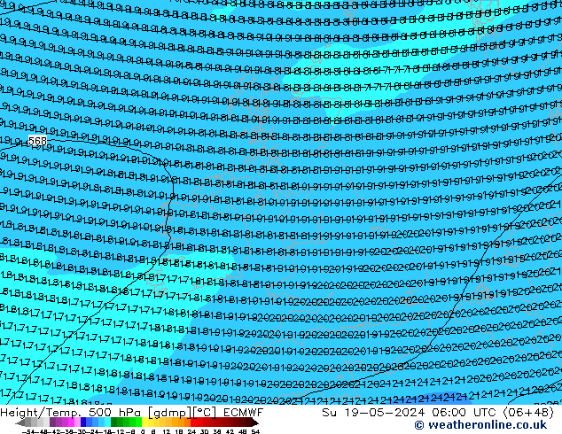 Z500/Regen(+SLP)/Z850 ECMWF zo 19.05.2024 06 UTC