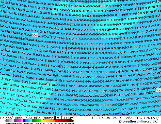 Z500/Regen(+SLP)/Z850 ECMWF zo 19.05.2024 12 UTC