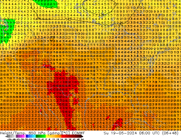 Height/Temp. 850 hPa ECMWF nie. 19.05.2024 06 UTC