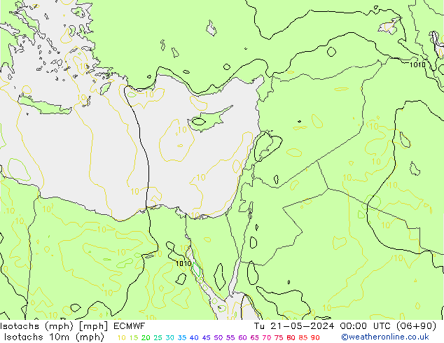 Isotaca (mph) ECMWF mar 21.05.2024 00 UTC