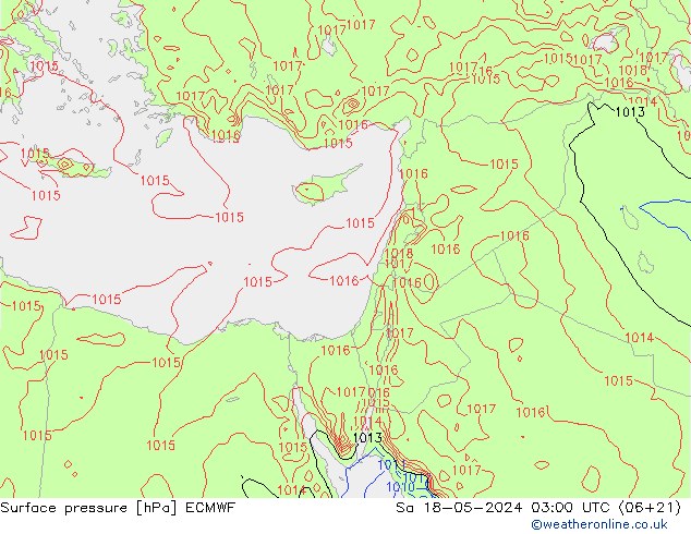 pression de l'air ECMWF sam 18.05.2024 03 UTC